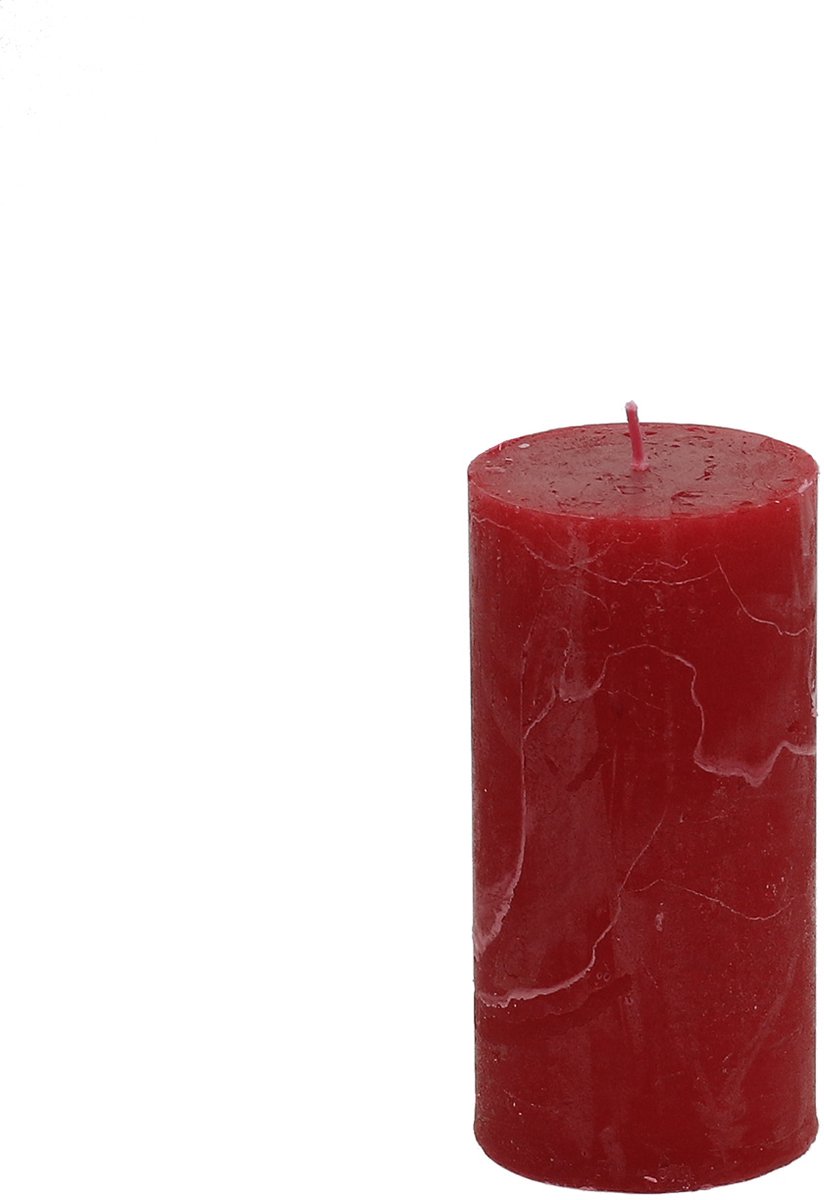 Viana Effen gekleurde kaarsen donkerrood 50x100mm 4st, 4 Stück