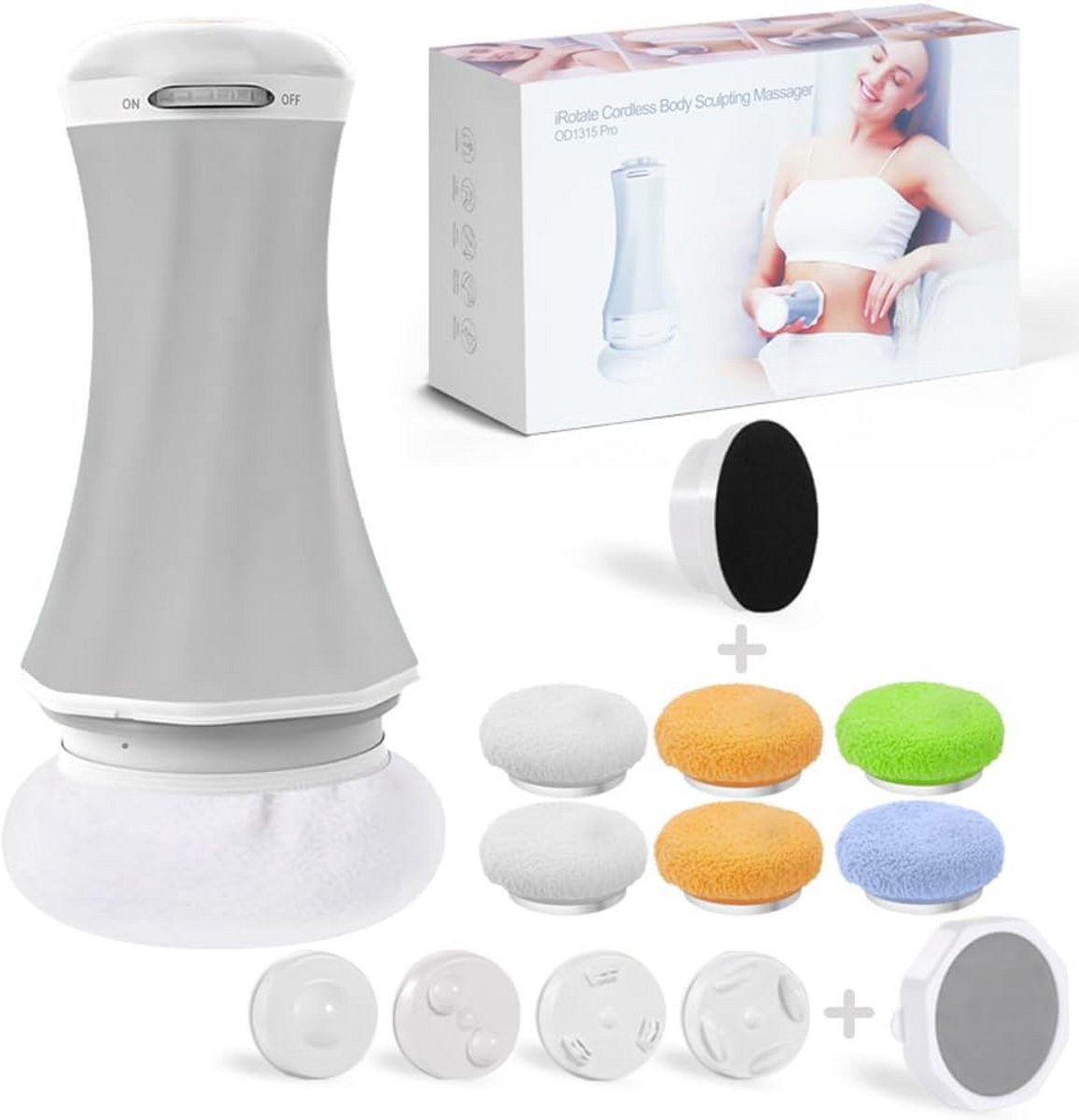 Draadloze Elektrische Massager voor Cellulite en Lichaamsvorming - Incl. 4 Hoofden & 6 Pads
