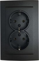 Prise murale noire - Encastrable - Double Prise - Zwart Mat - OVIVO