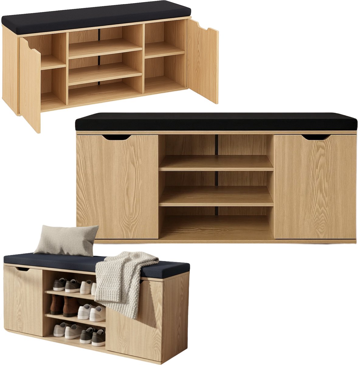 Schoenenkast met zitplaats PORTA, 103 x 30 x 46 cm