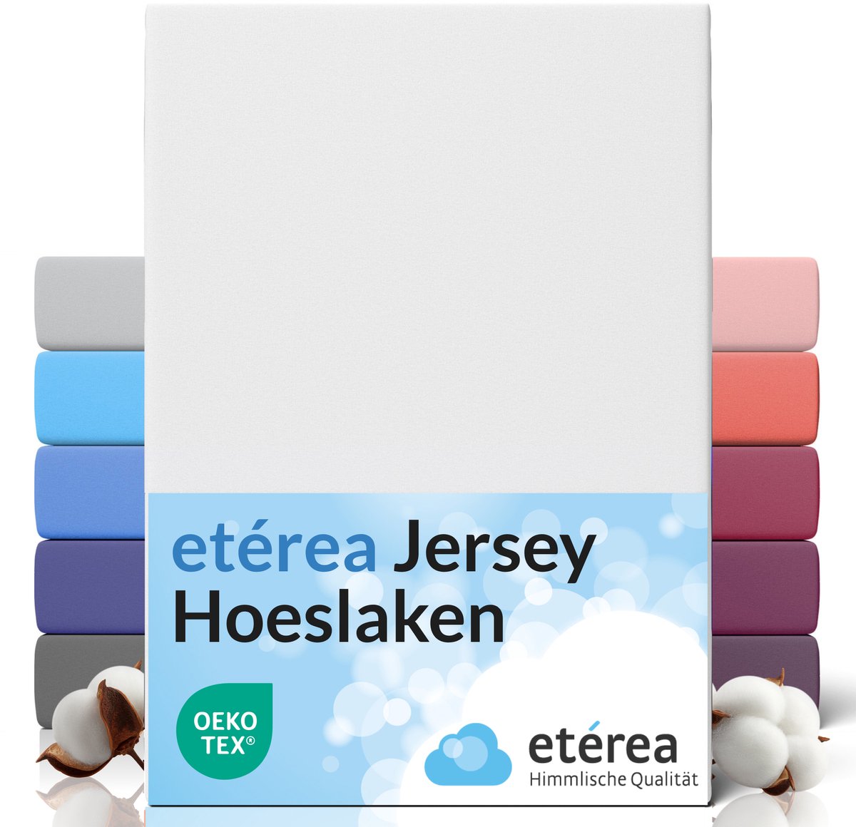 etérea Jersey Hoeslaken 80x200 cm - Oekotex Made in Green - 100% katoen - Wit