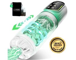 ME'ADAM - ManiPulse Automatische Masturbator met Roterende Functies en Zuig en Lik Modes - Fluisterstil - Oplaadbaar - Masturbator voor Man - Pocket Pussy - Blowjob - Sterke Motor - Waterproof - Groen - Sex toys Voor mannen