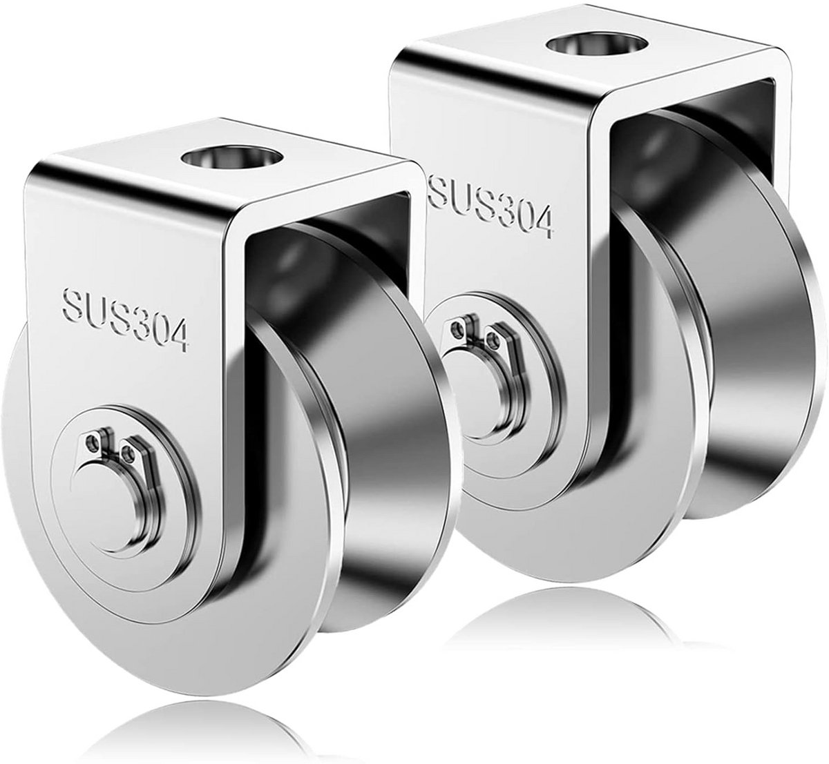 Katrolwiel Set - V Groef Wielen - Schuifpoort Rol - Roestvrij Staal - 2 Inch