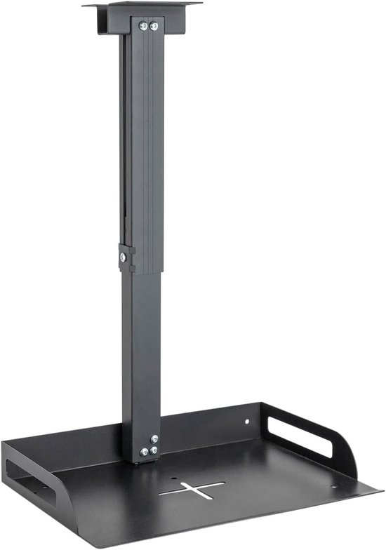 Projectorstandaard plafond verstelbaar 34-56 cm met blad 35×22 cm zwart, projectorhouder stevig en draaibaar