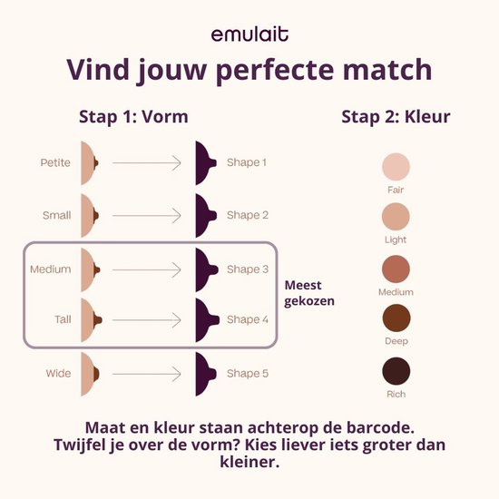 Emulait Flesspeen (2 stuks) - Kleur: Light - Maat: 1 - borstvormig - vervangende flesspeen - bpa-vrij van Emulait — afbeelding 3