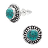 Boucles d'oreilles en argent avec turquoise – Boucles d'oreilles rondes - argent 925