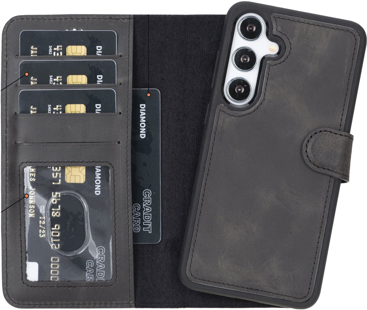 Lykke Samsung Galaxy S26 Plus Hoesje- Echt Leren Wallet Case met MagSafe -Pasjeshouder- Uitneembare Backcover –Zwart