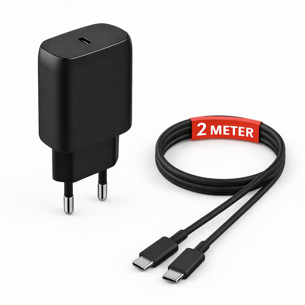 Gmedia Snellader 25W inclusief 2 meter kabel - Snellader - USB-C oplader - Geschikt voor USB-C Toestellen – Zwart
