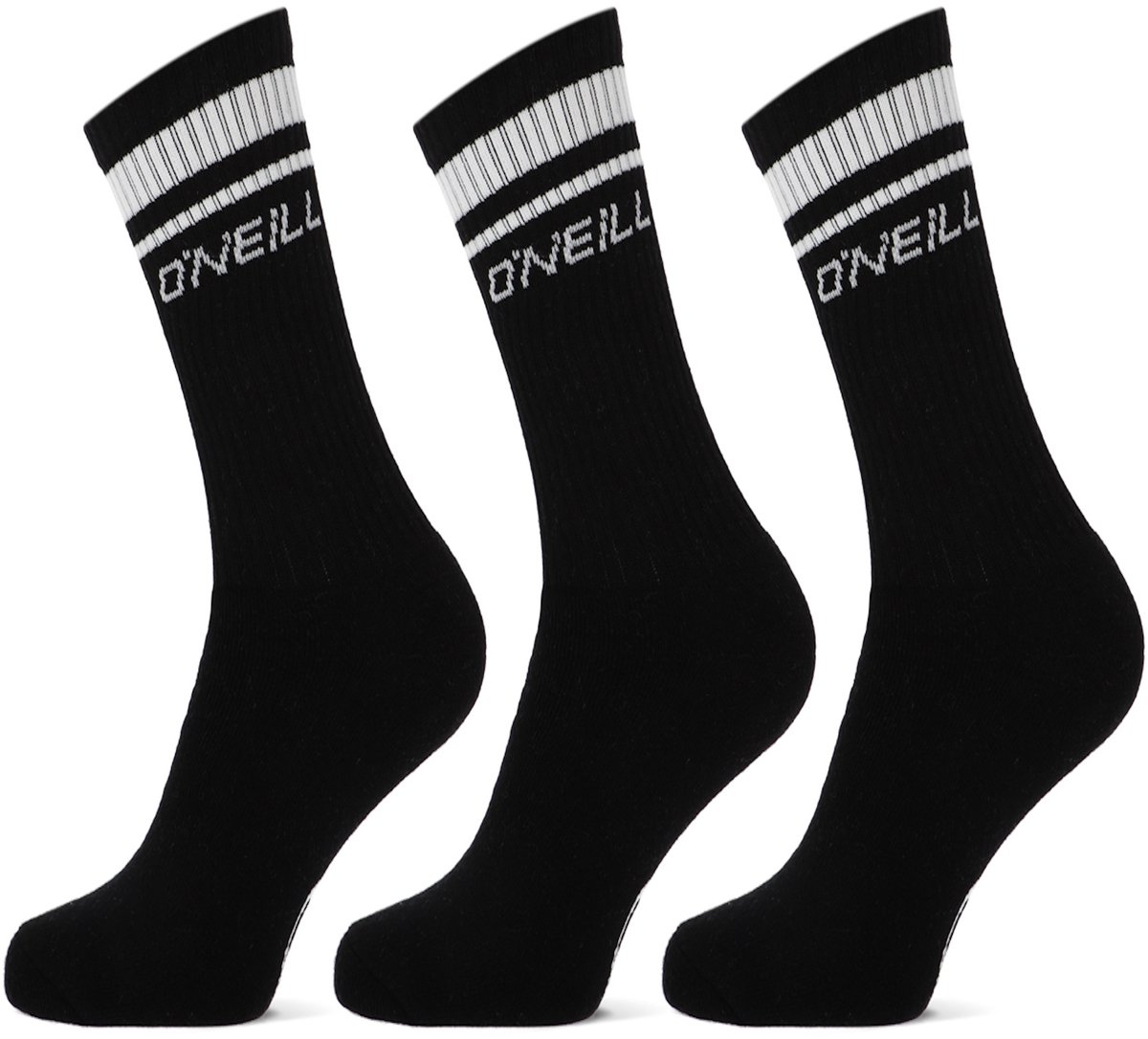 O’Neill Sportsokken Unisex Dames Heren Gestreept 3-Pack Zwart
