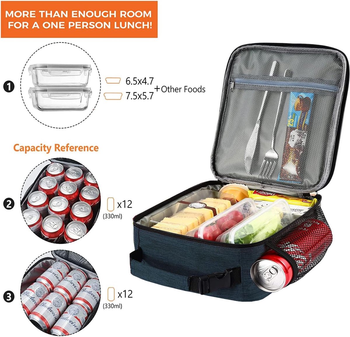 Heren Lunchtas – Herbruikbare Thermo Maaltijdtas – Compact & Geïsoleerd – Voor Werk of School – Unisex - Marineblauw — cadeau in Cadeau-ideeën - foto 6