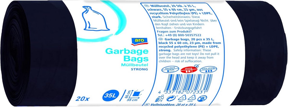 Vuilniszakken - 120 Stuks - 35 Liter - Met Trekband