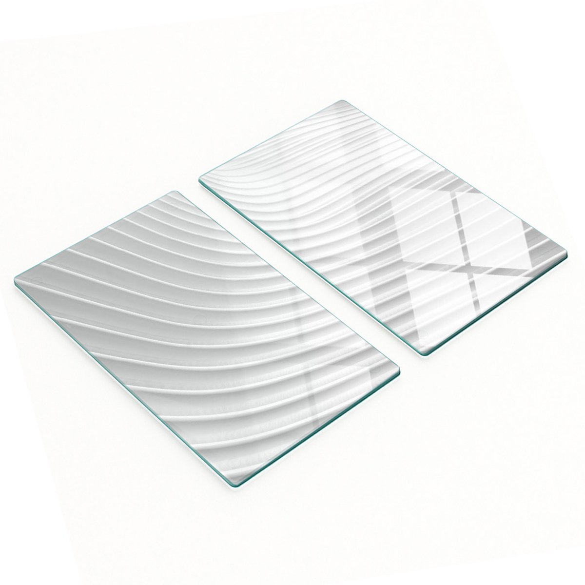 Stijlvolle en duurzame glazen borden met abstracte lijnprint, 2x30x52 cm