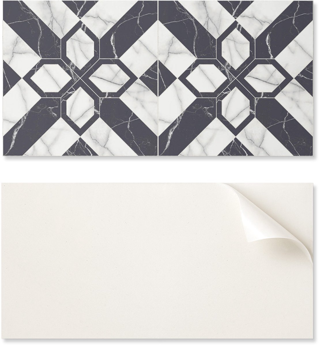 Zelfklevend vinylpaneel met print voor de badkamer, 120x60 cm, geometrisch marmerpatroon