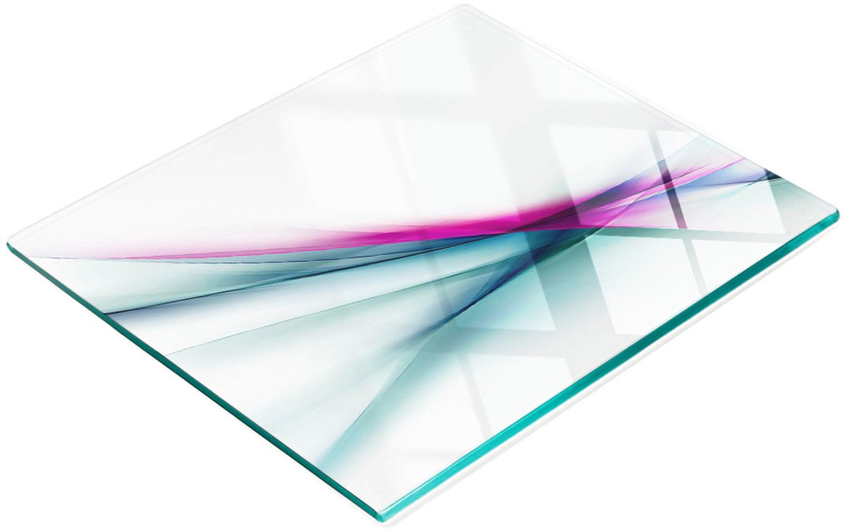 Keukenplank van gehard glas met decoratieve abstracte golfmotieven, 60x52 cm