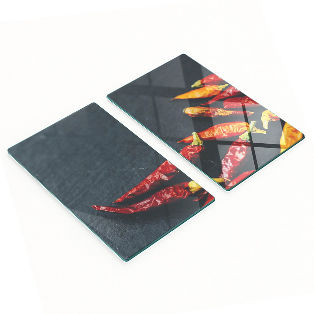 Decoratieve glazen snij- en serveerplanken van zwart steen, 2x30x52 cm