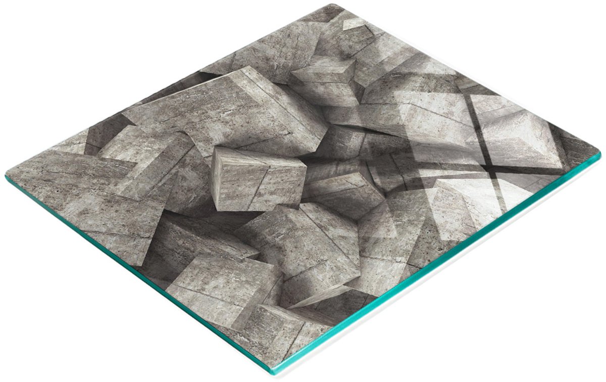 Multifunctionele decoratieve glazen keukenplank van beton, kubusvormig, 60x52 cm