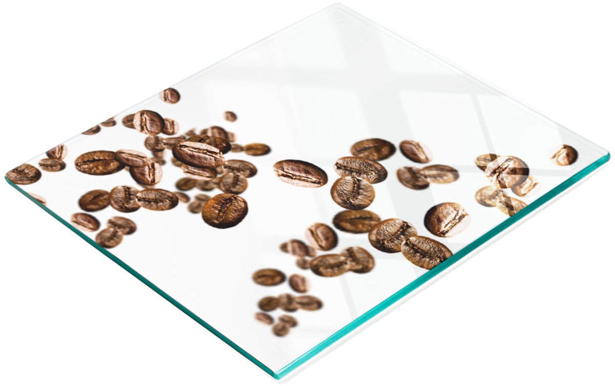 Decoratieve glazen snijplank met koffieboonmotief, 60x52 cm