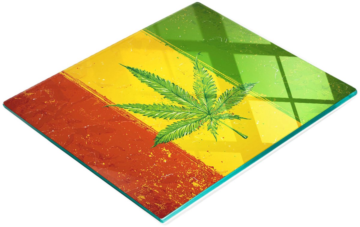 Glazen snijplank met decoratieve Rasta-vlagafbeelding, 60x52 cm