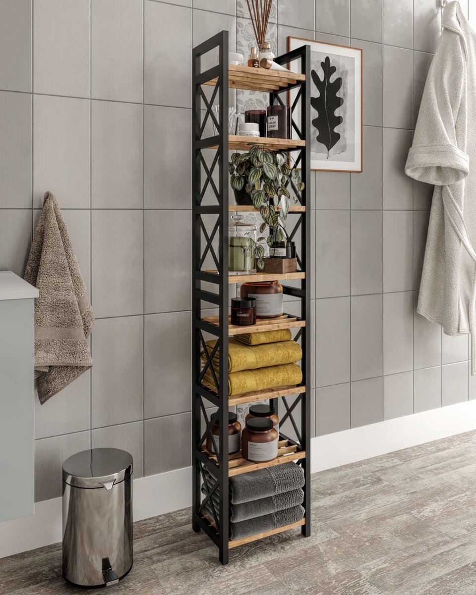 Asir - Multifunctionele plank - Zwart - 100% PLASTIC HOUT - 23 x 128 x 18 cm