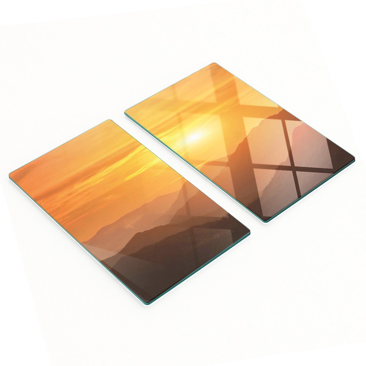 Multifunctionele decoratieve glazen keukenplanken Sunrise 2x30x52 cm