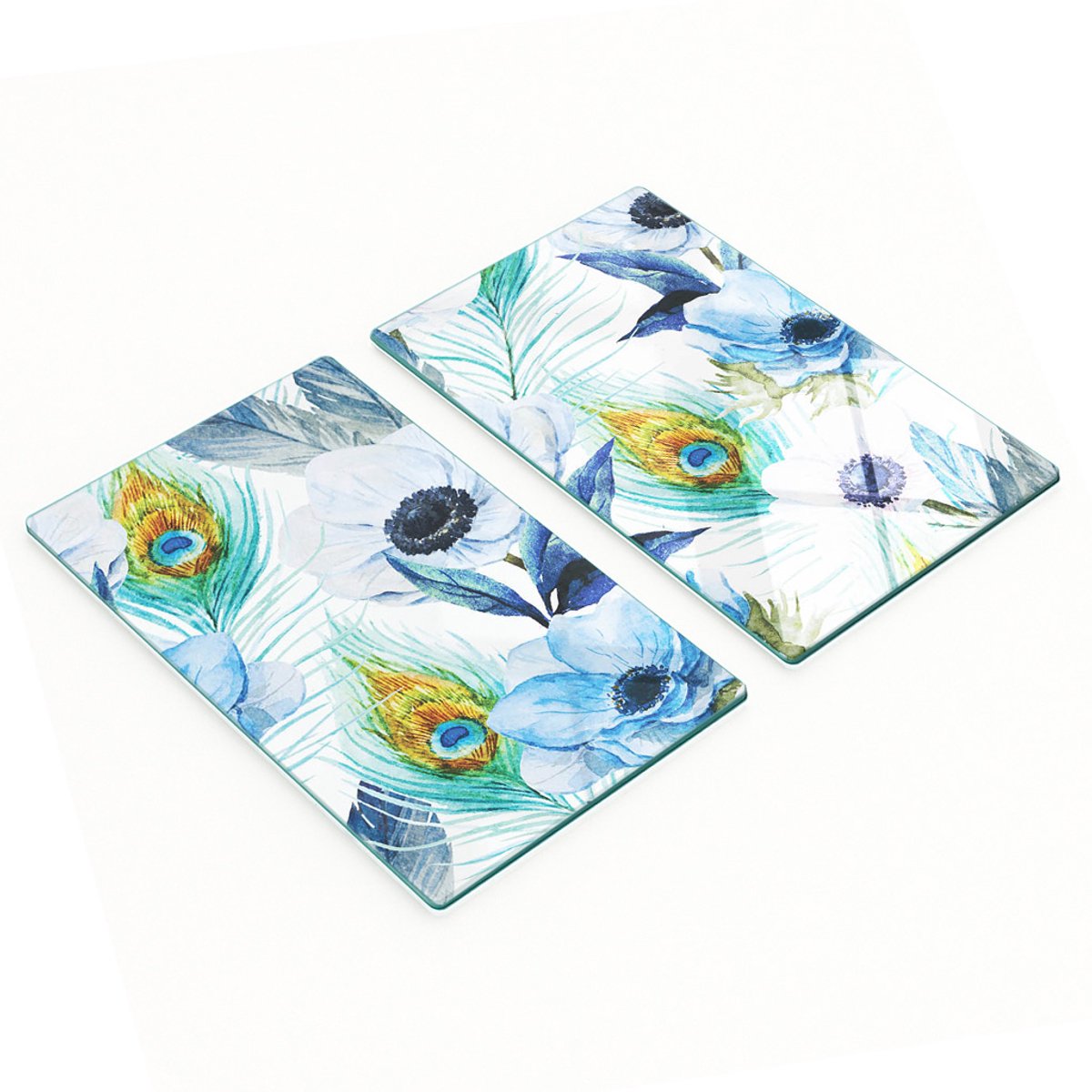 Geharde multifunctionele decoratieve glazen borden met boho-bloemenmotief, 2x30x52 cm
