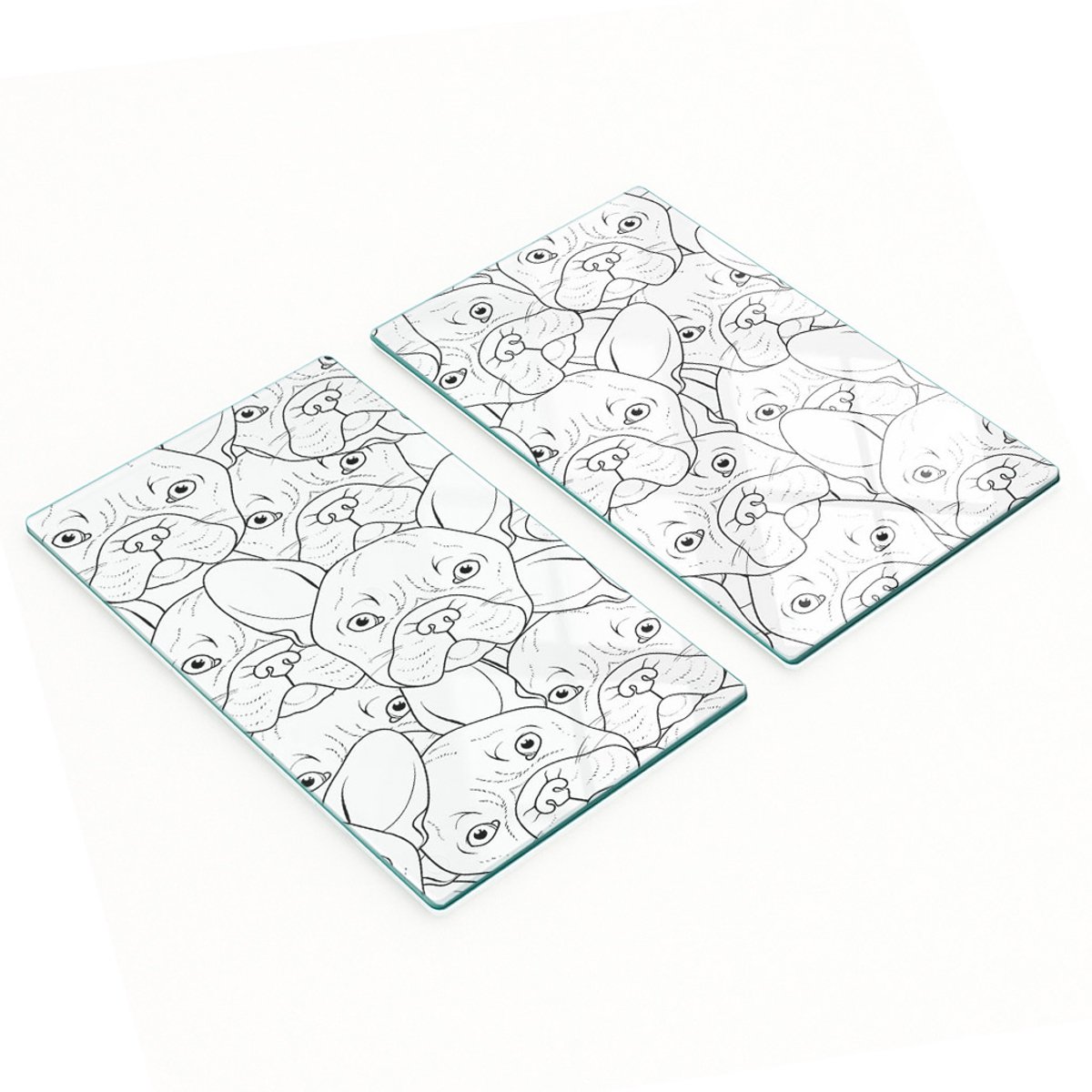 Multifunctionele decoratieve glazen borden met bulldogprint 2x30x52 cm