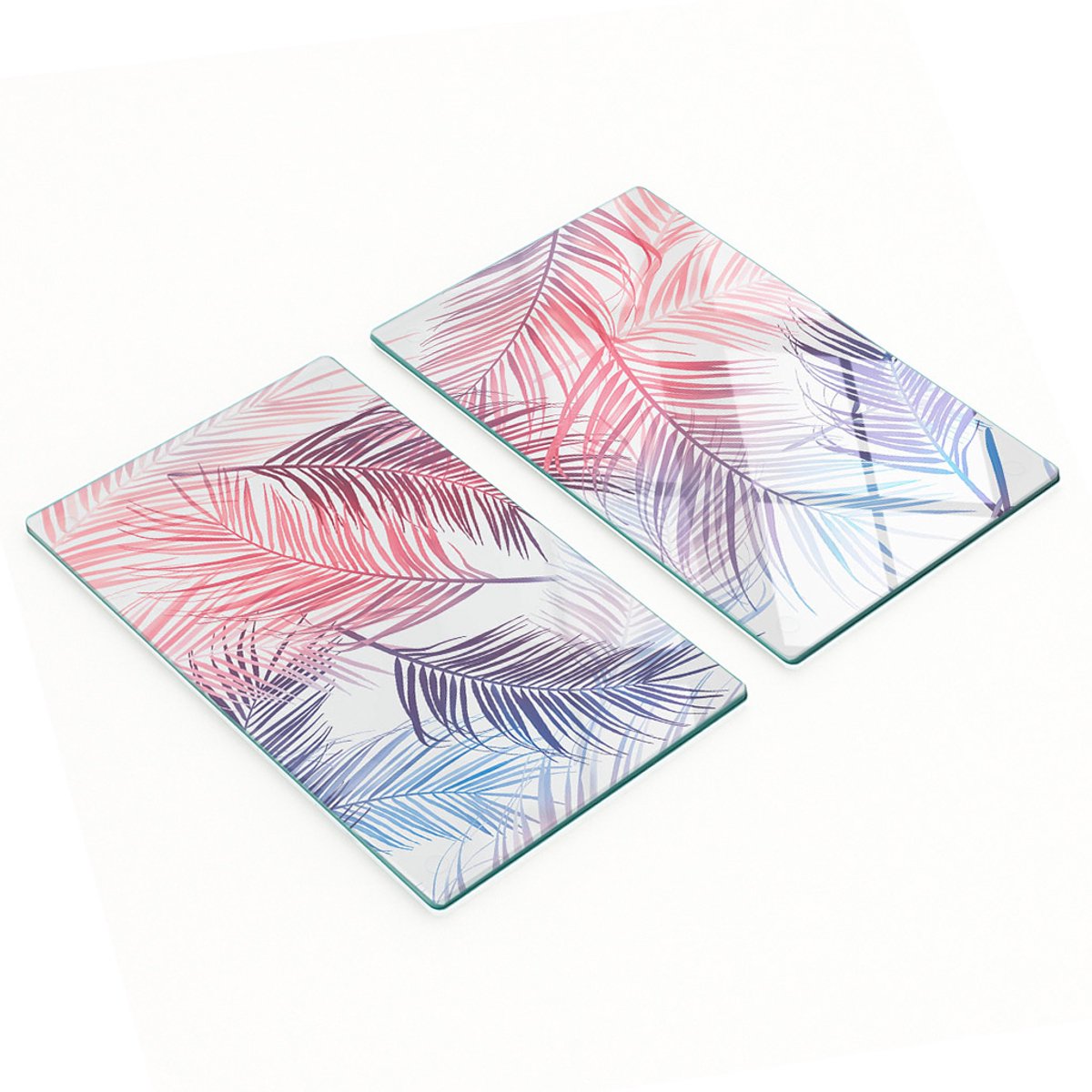 Decoratieve snijplanken van gehard glas met palmbladerenmotief, 2x30x52 cm