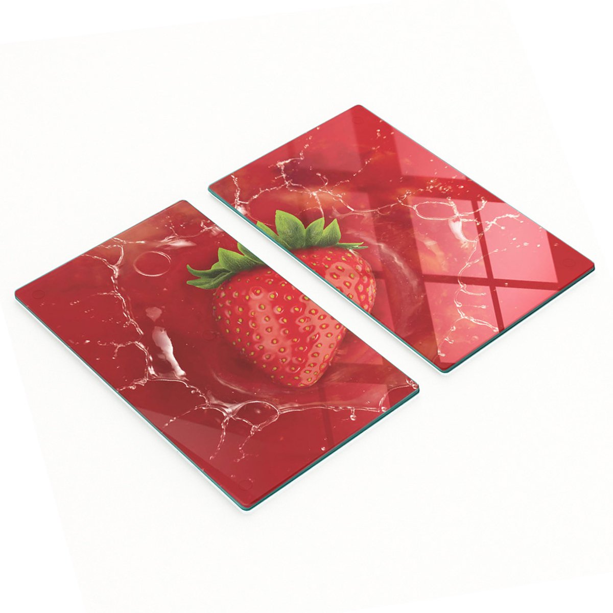 Multifunctionele decoratieve glazen keukenplanken met aardbeimotief, 2x30x52 cm