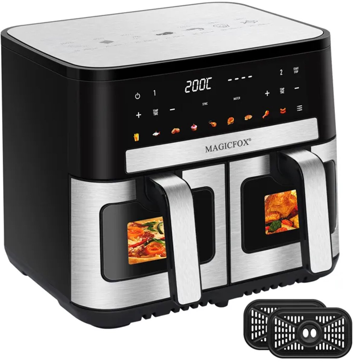Airfryer - MAGICFOX - 10 L - 2 porties - LED touchscreen - 9 programma's