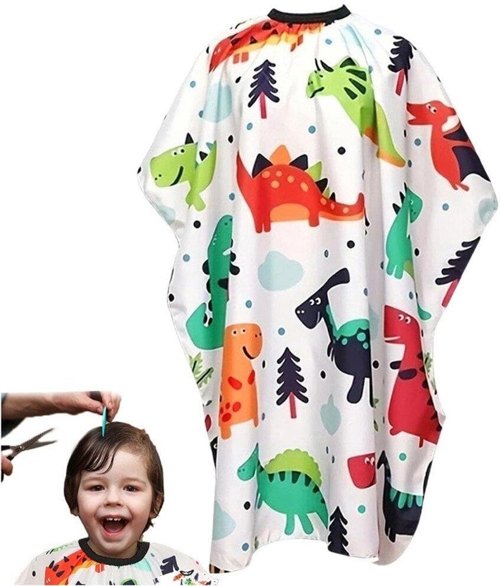 Kinder Kappersmantel - 90*75cm - Kapmantel - Kapperscape - Kinder Kappersschort - Kapperscape voor kinderen - Waterdichte sjaal voor kinderen - Herbruikbaar - wit - dinosauruspatroon - Kinderkapperschort - Jongens en meisjes - Voor Thuis & Salon