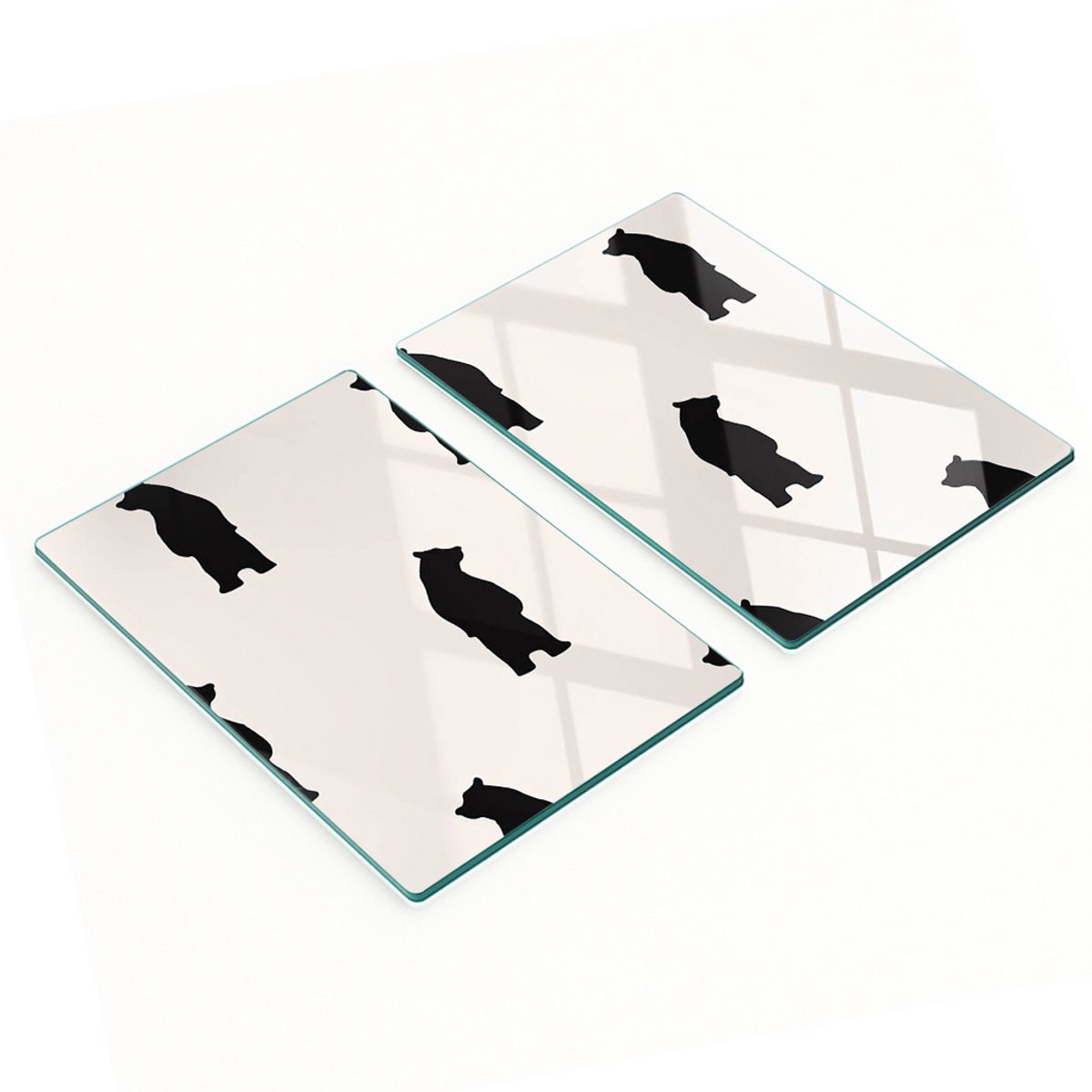 Multifunctionele decoratieve glazen keukenplanken met berenmotief, 2x40x52 cm