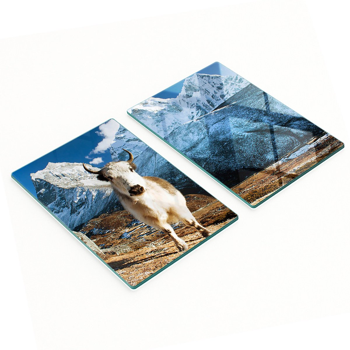Glazen snijplanken met decoratieve bergmotieven, 2x40x52 cm