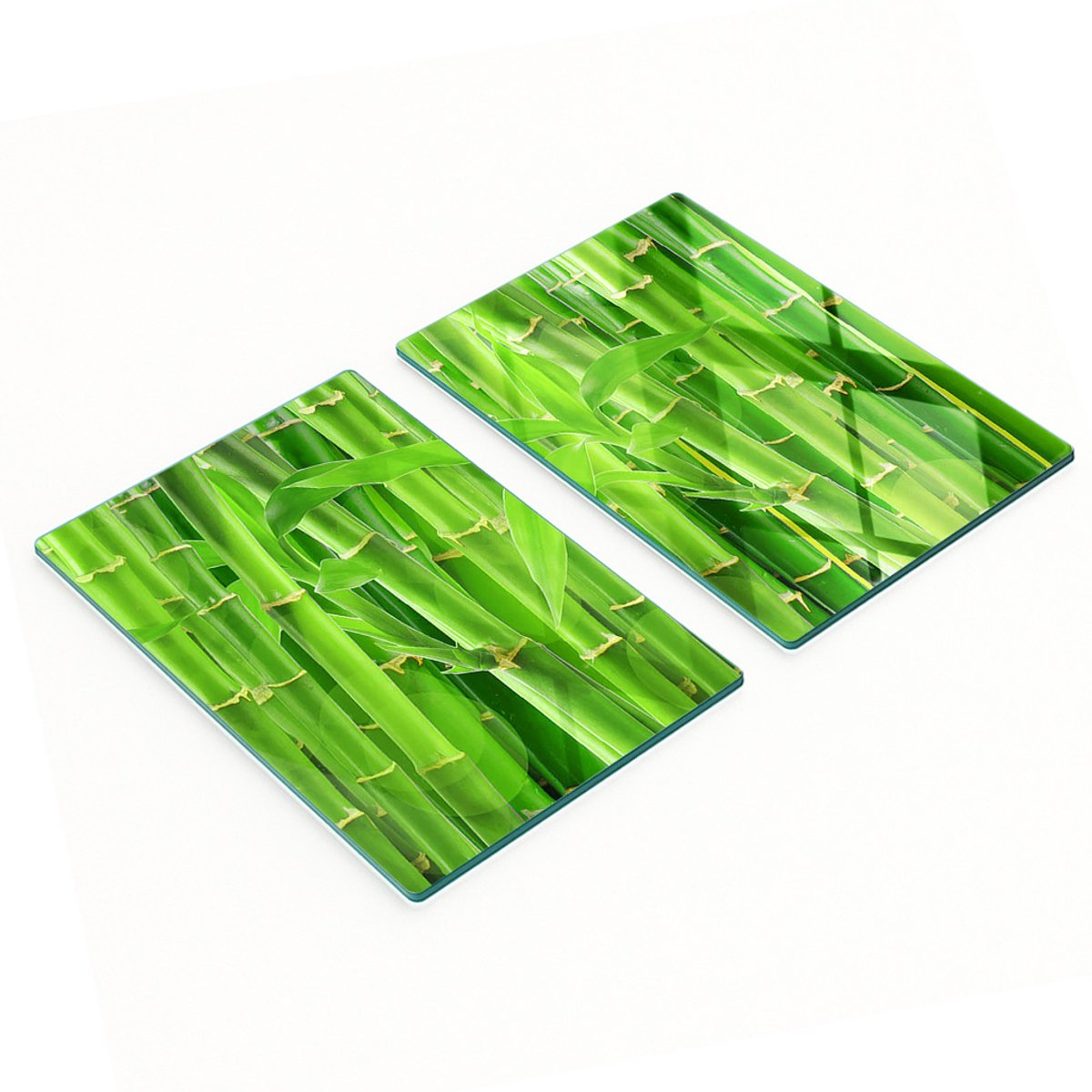 Keukenplanken van gehard glas met afbeeldingen, 2 stuks, bamboe, 2x40x52 cm