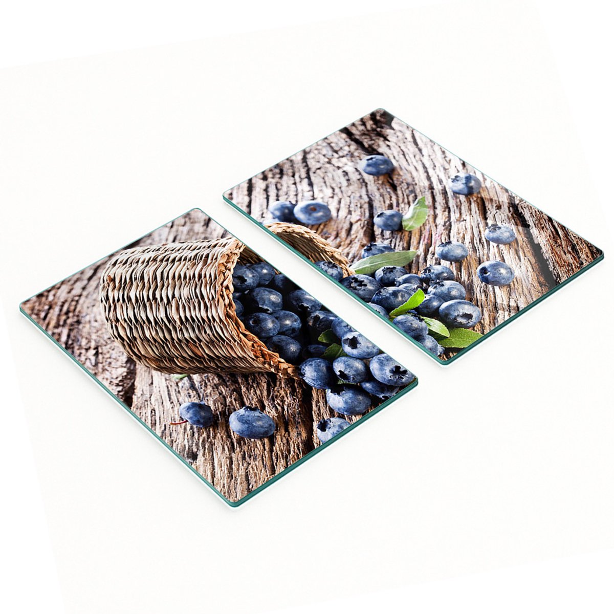 Glazen snijplanken met afbeeldingen van een bosbessenmandje, 2x40x52 cm
