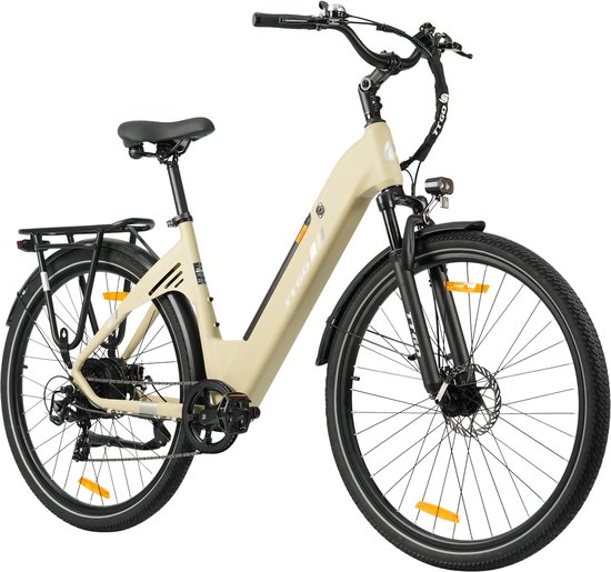 Elektrische Stadsfiets TTGO C3 SE - 250W Motor - 36V 18Ah Accu - 28 Inch - Bereik tot 120km - Shimano 7-Snelheden - Max 25km/u - Beige