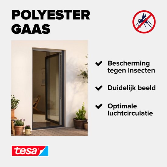 tesa INSECT STOP H&L Fly Screen Premium for Doors - hor voor deur met klittenband, verwijderbaar, antraciet - 120 x 220 cm van Tesa — afbeelding 3