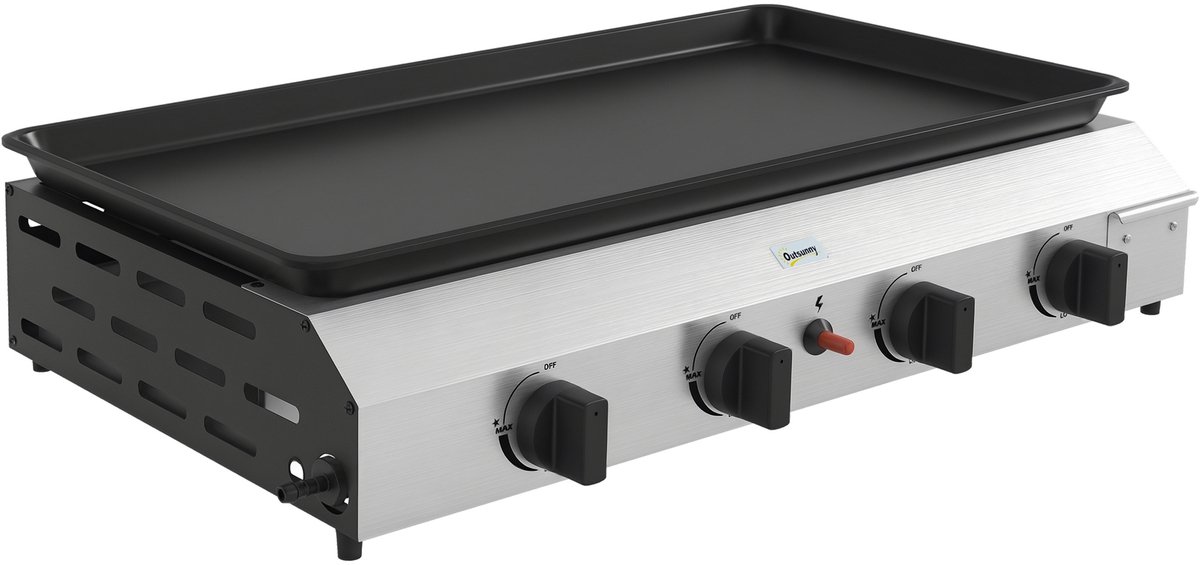 Outsunny Gasgrill - Staal - 77x44,5x19cm - Zilver