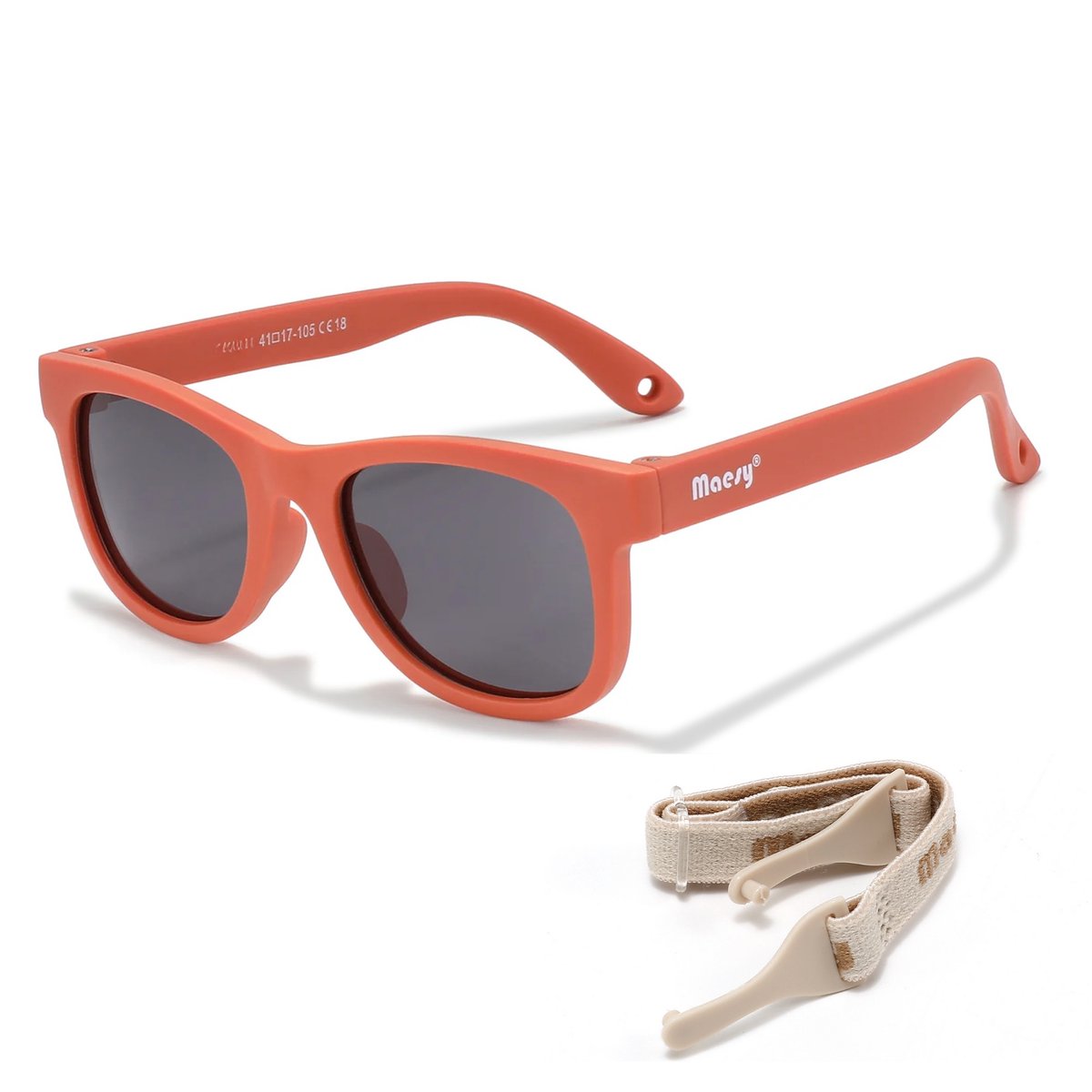Maesy Baby Zonnebril Indi – 0 t/m 2 Jaar - Elastiek - Flexibel - UV400 Bescherming - Zonnebril Kind - Terracotta Brique