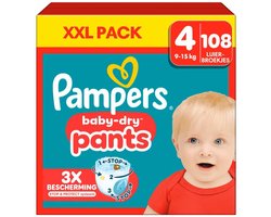 Pampers Baby-Dry Pants Maat 4 (9-15 kg) – 108 Luierbroekjes – XXL Pack – 3x Bescherming