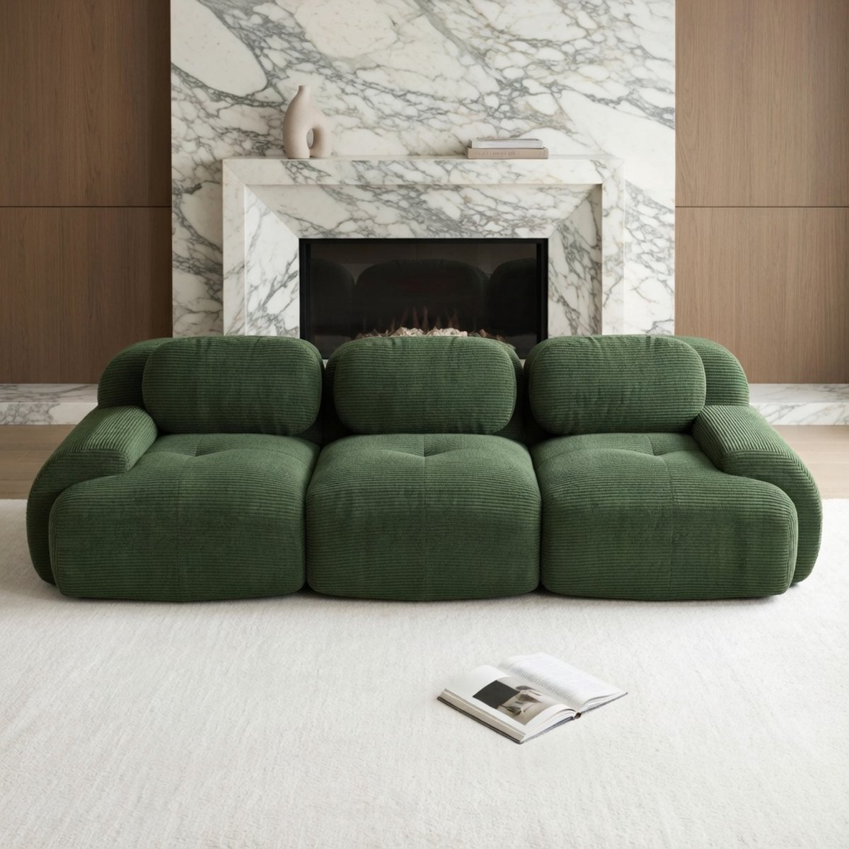 Luxe Modulaire 3-Zits Corduroy Bank – Slaapbank & Flexibele Woonkamerbank – Groen, Direct