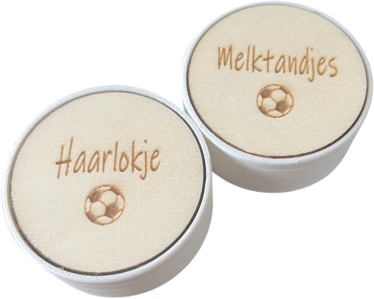Set melktanden- en haarlokdoosje | voetbal | tandendoosje | eerste haarlokje | bewaardoosjes set