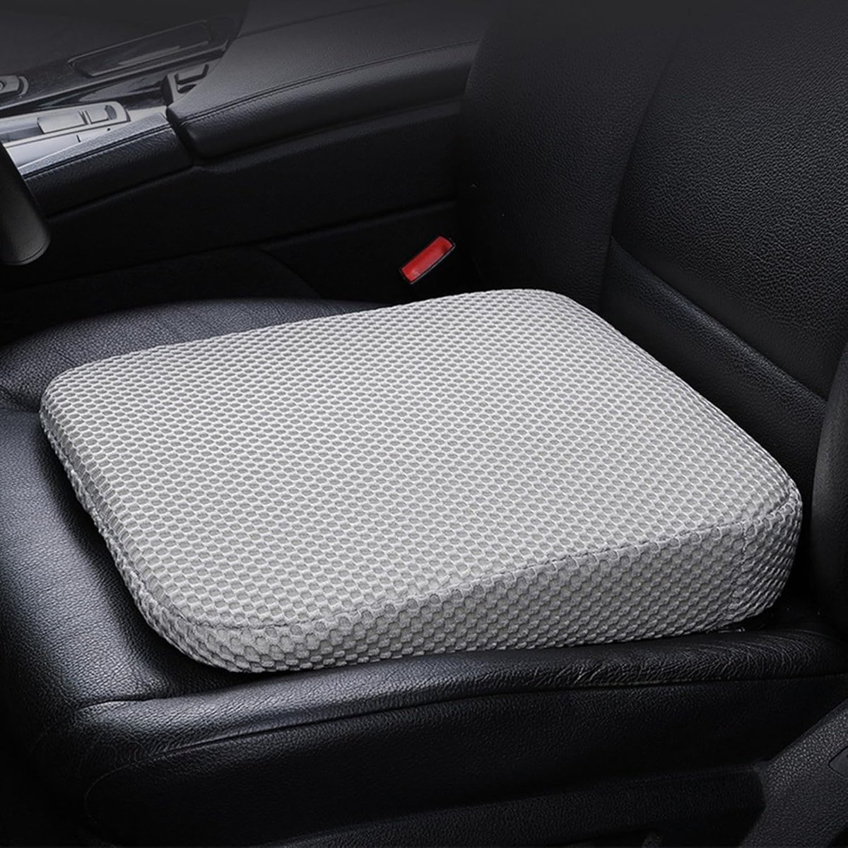 KZQ Grijs Wigvormig Zitkussen voor Autostoel Memory Schuim Verhoger voor Volwassenen Beter Zicht Comfortabel Kussen voor Billen en Rug 10 cm Dik