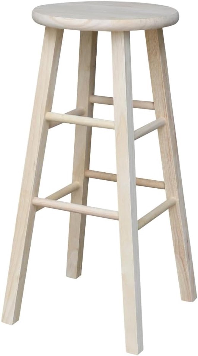 Ronde Hoge Kruk 30 inch – Onbehandeld Massief Houten Barstoel