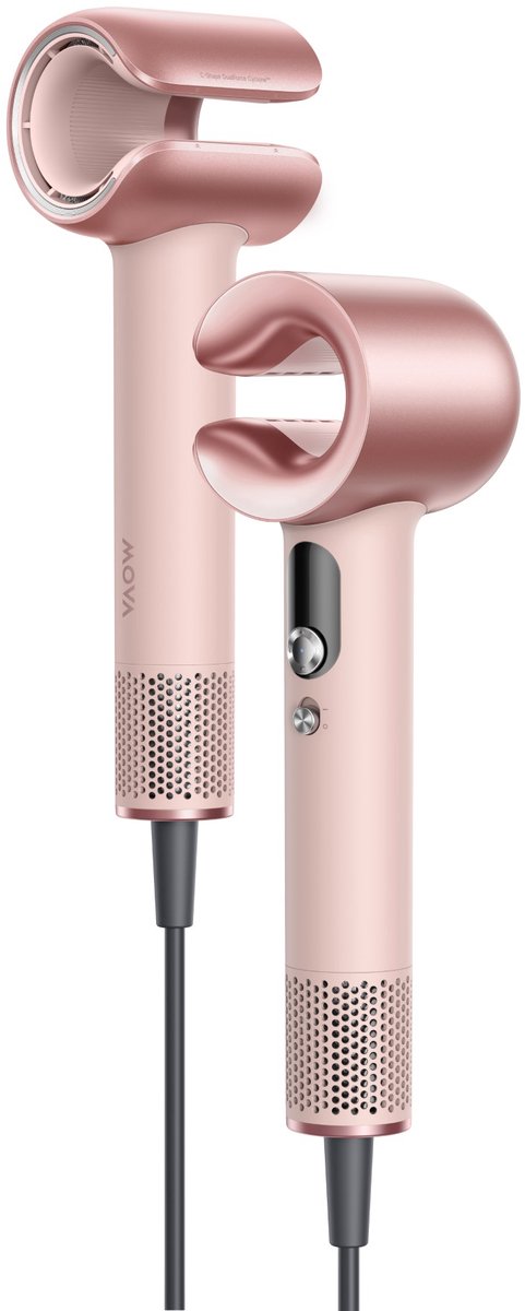 Mova Aero C High-Speed Haardroger | Roze | 1800W | 600M Plasma | 110.000RPM | Diffuser & borstel | 340g Lichtgewicht | Sneldrogend | Krullend haar | Fijn haar | Beschadigd haar | Kroeshaar | Dubbele NTC temperatuurregeling & GlossFlow