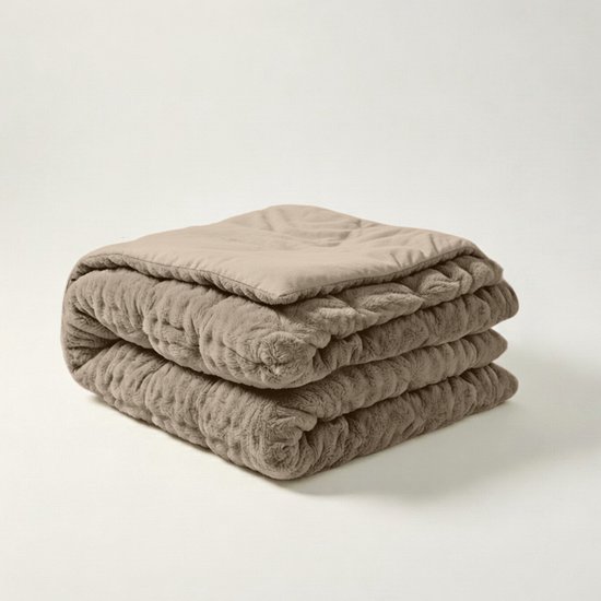 YNOT Dreambed Cloud - Pom Pom Fur Taupe - 140x220 - Eenpersoonsdekbed - Dekbed Zonder Overtrek - Dreambed Cloud - Wasbaar Hoesloos Dekbed - 30 dagen proefslapen - Dekbed met vaste overtrek