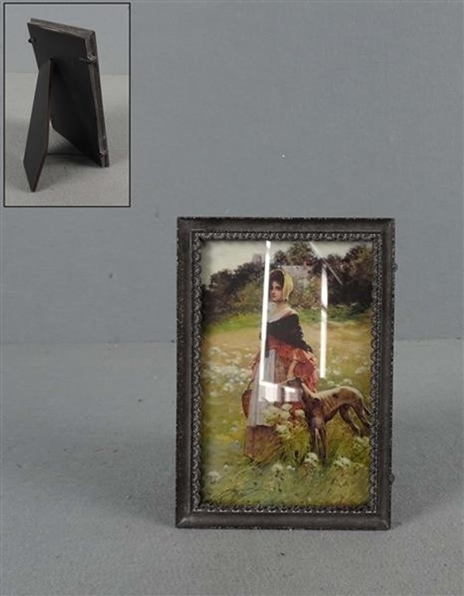 Meander Fotolijstje ant. zilverkl. met schulprand 11,2x1,5x16,2cm Zie foto