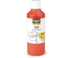 Creall Tex - Textiel- & Stoffenverf - Oranje - 250ml - Machine wasbaar na fixatie - Voor T-shirts, jeans, schoenen, stoffen tassen, meubels en auto-interieurs/hemelbekleding - Gemaakt in NL - Glutenvrij
