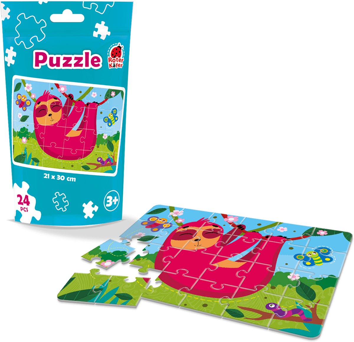 Rode Kever Luiaard Puzzel 24 Stukjes RK1130-04
