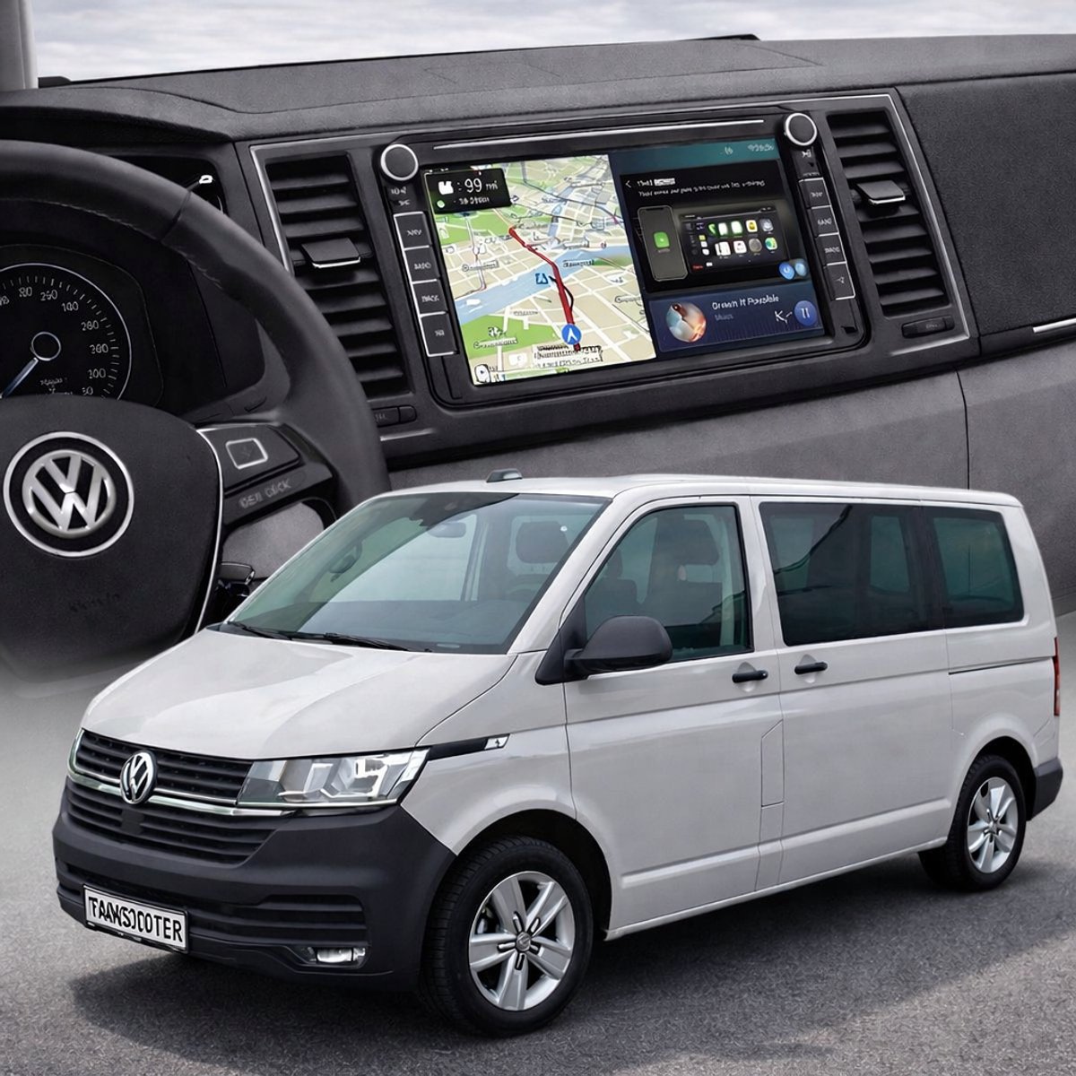 ADIVOX T4 8 inch geschikt voor VW Transporter T6 Android 15 CarPlay/Auto/Wifi/RDS/DSP/5G/QLED/DAB+