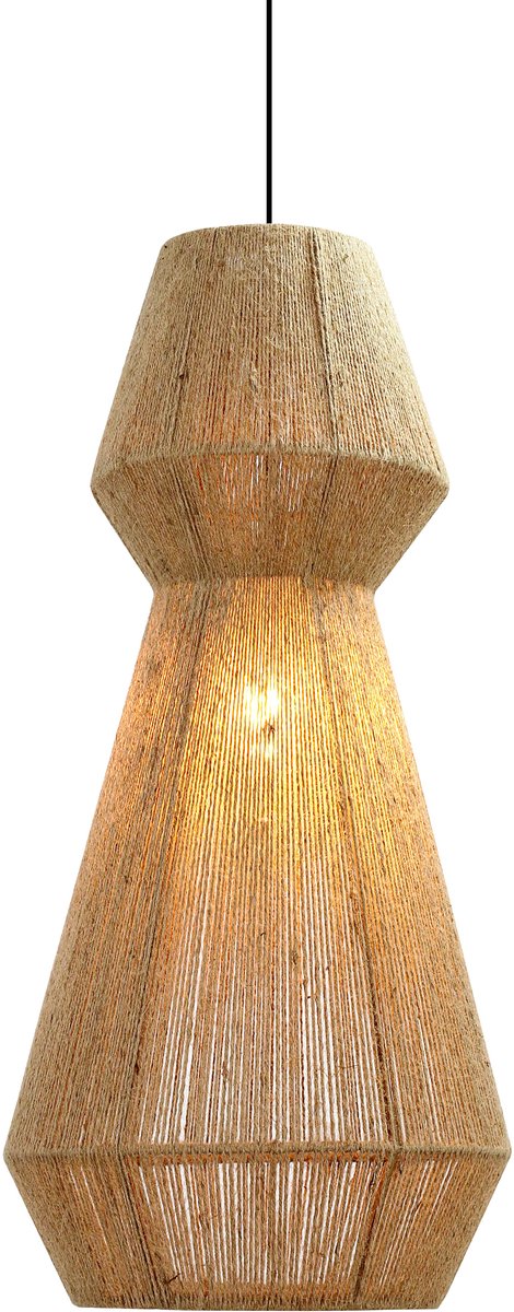 Oosterse hanglamp, Ibiza stijl wonen, Bohemium , handgemaakt design, Belvivere Nordic Cone - Design Hanglamp van Jute Touw